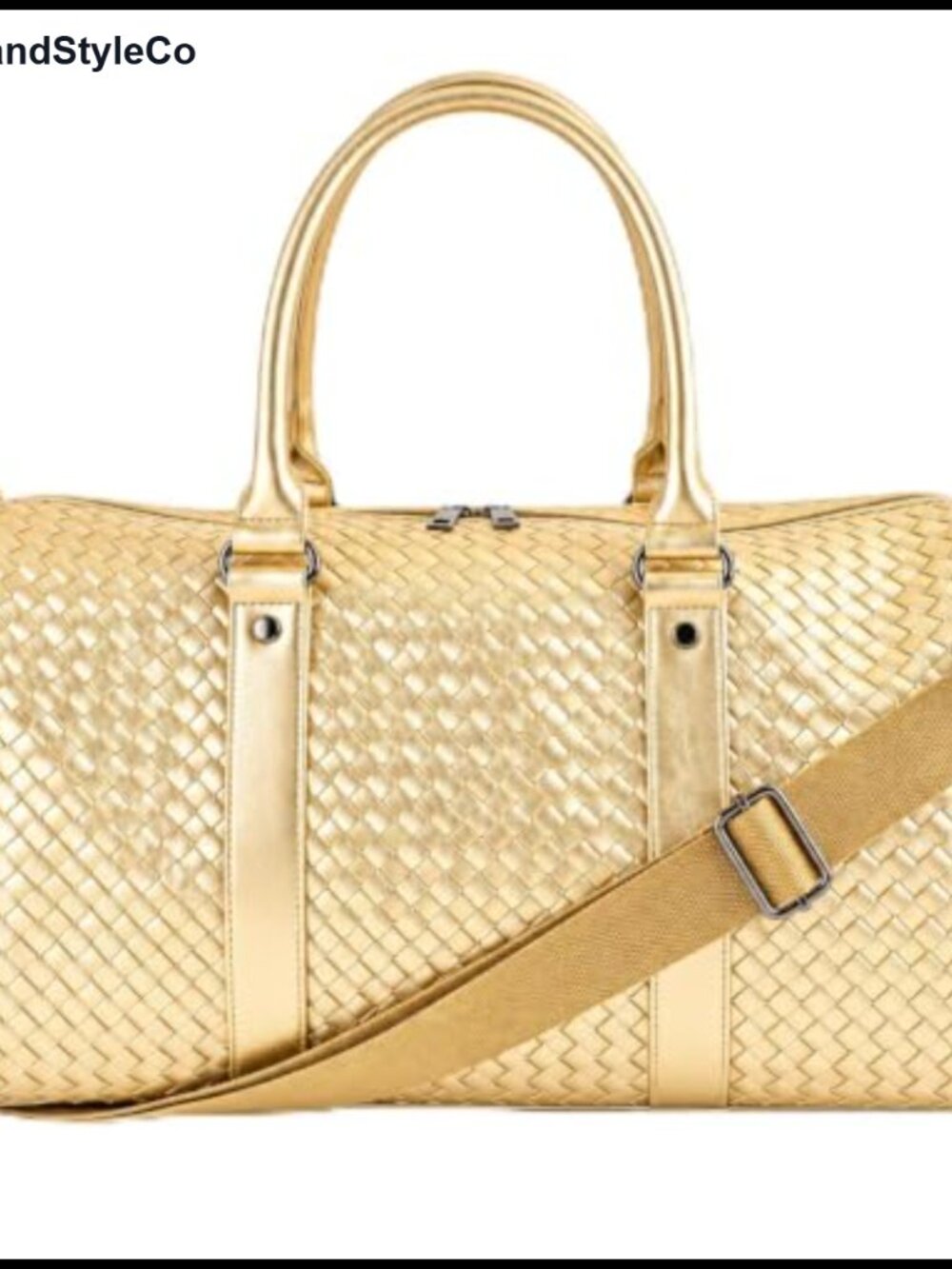 Woven PU Leather Travel Duffel Weekender Overnight Bag 20-inch